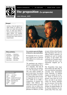 The Proposition (La Propuesta) Cineclub John Hillcoat, 2005