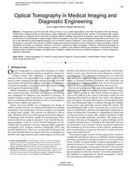 Optical Tomography in Medical Imaging and Diagnostic Engineering Umair Sajjad Hashmi, Raheel Muzzammel