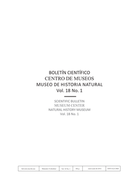 Boletín Científico Centro De Museos Museo De Historia Natural Vol. 18 No. 1