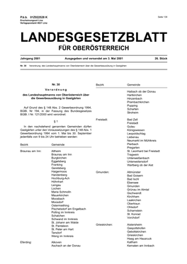 Landesgesetzblatt Für Oberösterreich