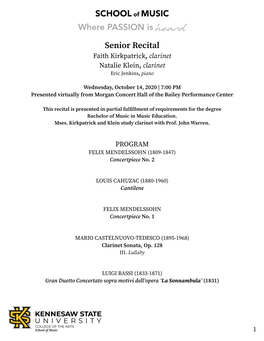 Senior Recital: Faith Kirkpatrick and Natalie Klein