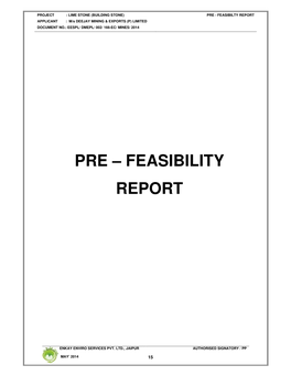 Pre – Feasibility Report