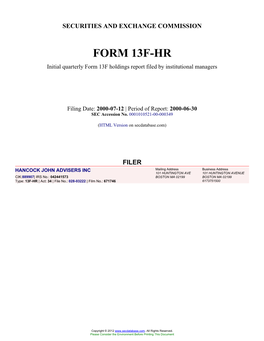 HANCOCK JOHN ADVISERS INC (Form: 13F-HR, Filing Date: 07/12