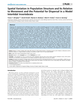 Spatial Variation in Population Structure and Its Relation to Movement and the Potential for Dispersal in a Model Intertidal Invertebrate