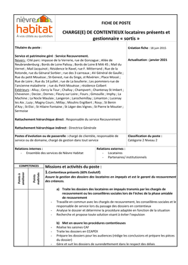 CHARGE(E) DE CONTENTIEUX Locataires Présents Et Gestionnaire « Sortis »