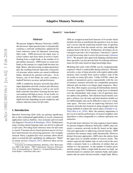 Adaptive Memory Networks