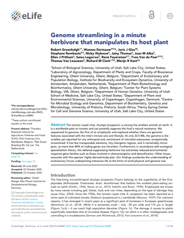 Genome Streamlining in a Minute Herbivore That Manipulates Its Host