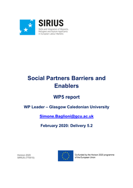 Social Partners Barriers and Enablers