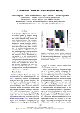 A Probabilistic Generative Model of Linguistic Typology