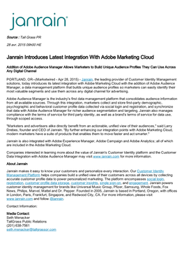 Janrain Introduces Latest Integration with Adobe Marketing Cloud