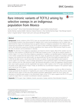 Rare Intronic Variants of TCF7L2 Arising by Selective Sweeps in An
