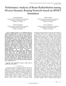 Performance Analysis of Route Redistribution Among Diverse Dynamic Routing Protocols Based on OPNET Simulation