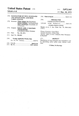 United States Patent (19) (11) 3,872,165 Schenk Et Al