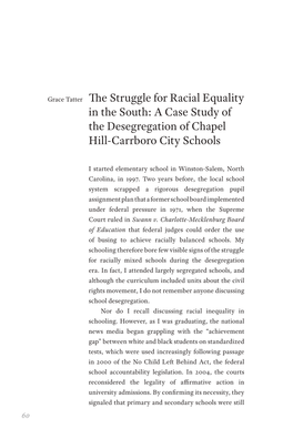 A Case Study of the Desegregation of Chapel Hill-Carrboro City Schools