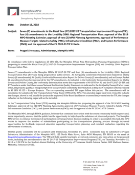 Date: October 15, 2018 Subject: Seven (7) Amendments to the Fiscal