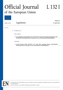 Official Journal L 132 I of the European Union