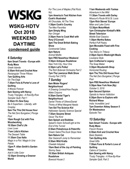 Wskg Hdtv Weekend Daytime Condensed Guide