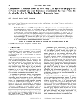 Comparative Approach of the De Novo Fatty Acid Synthesis