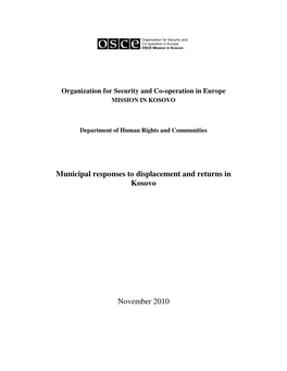 Municipal Responses to Displacement and Returns in Kosovo November