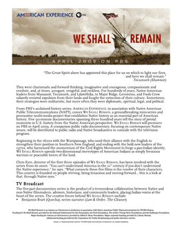 We Shall Remain.” Tecumseh (Shawnee)