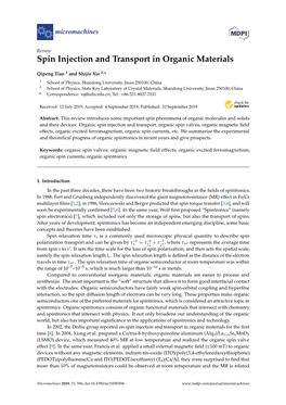 Spin Injection and Transport in Organic Materials