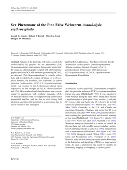 Sex Pheromone of the Pine False Webworm Acantholyda Erythrocephala