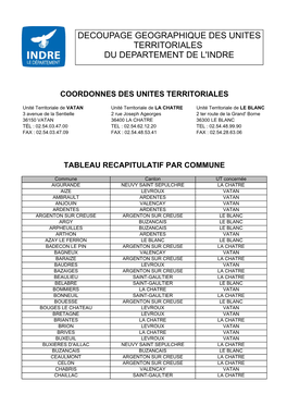 Coordonnees Et Repartition Des Communes Par UT