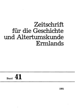 Zeitschrift Für Die Geschichte Und Altertumskunde Ermlands