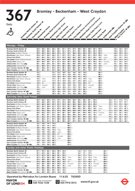 367 Bromley - Beckenham - West Croydon Daily