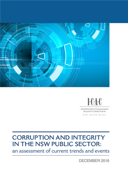 CORRUPTION and INTEGRITY in the NSW PUBLIC SECTOR: an Assessment of Current Trends and Events