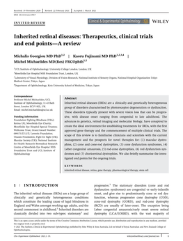 Inherited Retinal Diseases: Therapeutics, Clinical Trials and End Points—A Review