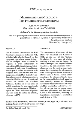 Mathematics and Ideology: the Politics of Infinitesimals