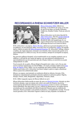 Obituario De Rhena Schweitzer Miller