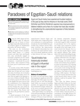 Paradoxes of Egyptian-Saudi Relations