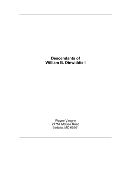 Descendants of William B. Dinwiddie I