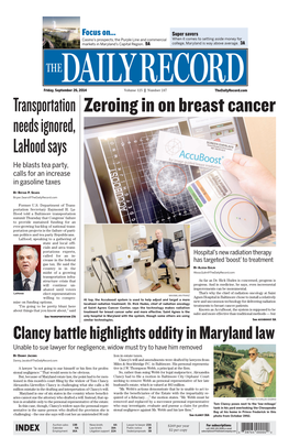 Zeroing in on Breast Cancer Needs Ignored, Lahood Says He Blasts Tea Party, Calls for an Increase in Gasoline Taxes