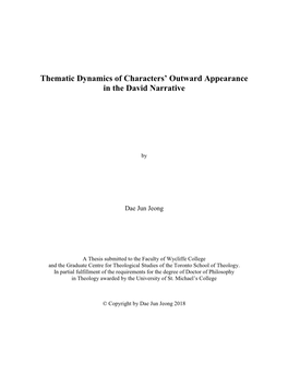 Thematic Dynamics of Characters' Outward Appearance in the David