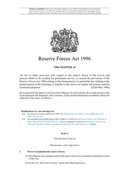 Reserve Forces Act 1996