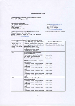 Agnew Auditor Credentials Form 2009