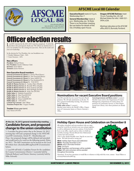 AFSCME Local 88 Calendar Executive Board Meets 6:15 P.M