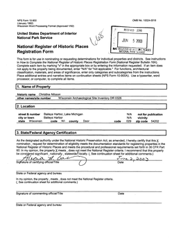 Christina Nilsson Other Names/Site Number Wisconsin Archaeological Site Inventory PR 0326