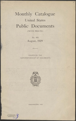 Monthly Catalogue, United States Public Documents, August 1929
