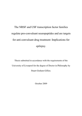 The NRSF and USF Transcription Factor Families Regulate Pro-Convulsant Neuropeptides and Are Targets