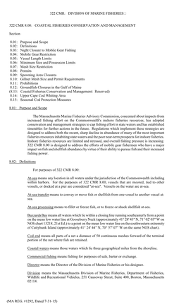 322 Cmr: Division of Marine Fisheries