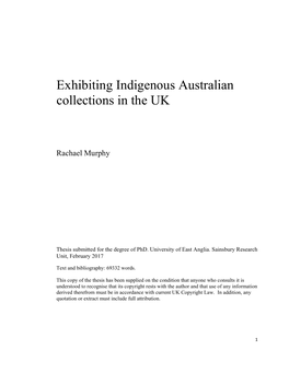 Exhibiting Indigenous Australian Collections in the UK