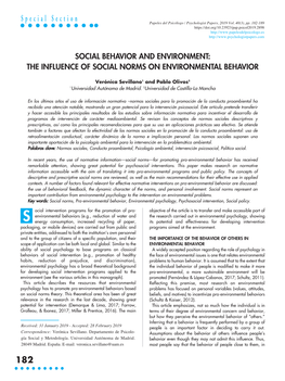 Social Behavior and Environment: the Influence of Social Norms on Environmental Behavior