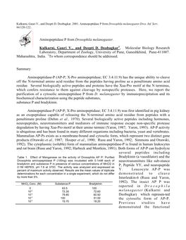 Aminopeptidase P from Drosophila Melanogaster. Kulkarni, Gauri V