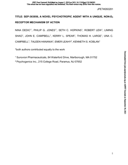 Sep-363856, a Novel Psychotropic Agent with a Unique, Non-D2