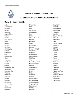 Alberta Sport Connection Alberta Games Zones By