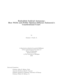 Embedded Judicial Autonomy: How Ngos and Public Opinion Influence